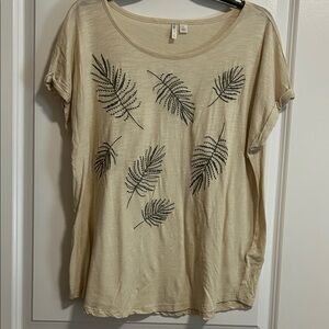 CATO NWOT LargeBeige Leaf Print Women's Top